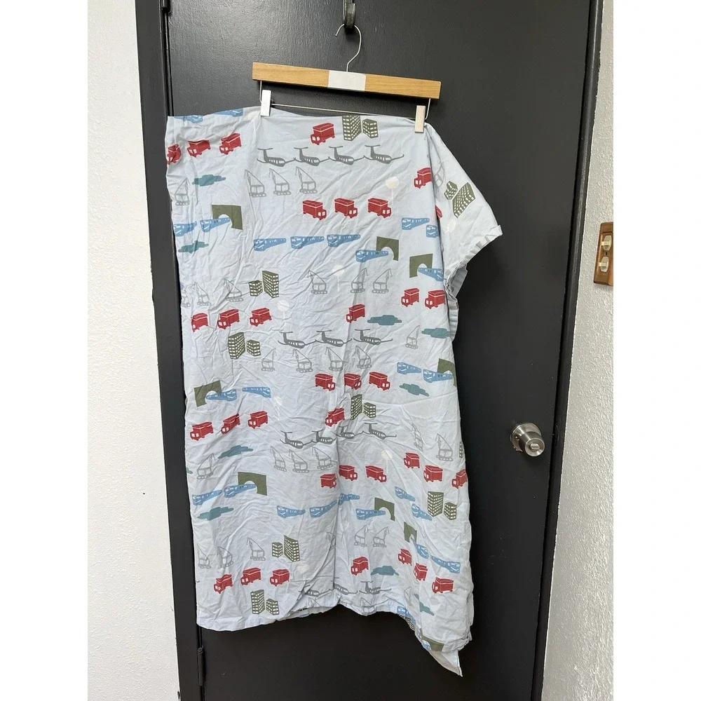 Pottery Barn Kids 2 Piece Train Plane Crane Car Twin Flat And Fitted Sheet Set